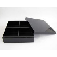 Hộp sơn mài 4 ngăn màu đen , Qui cách: 25x25x8cm - B85