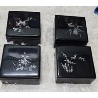 Hộp sơn mài cẩn ốc chìm cao cấp đa năng đựng con dấu, đồ vật nhỏ, làm quà tặng ý nghĩa size 14x14x6