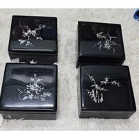 Hộp sơn mài cẩn ốc chìm cao cấp đựng con dấu, đồ vật kỷ niệm, làm quà tặng size 14x14x6 cm