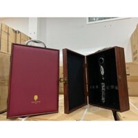 hộp sơn mài mặt da cao cấp đựng 2 chai vang