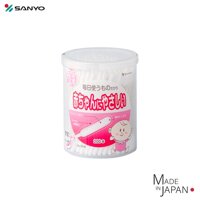 Hộp tăm bông ngoáy tai kháng khuẩn cao cấp dành cho bé hàng chính hãng Sanyo Nhật Bản - Made in Japan - 072171 - Hộp 200 chiếc