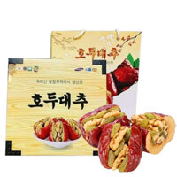 Hộp táo đỏ kẹp óc chó nho khô sấy Hàn Quốc kèm túi xách