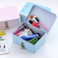 Hộp Thiếc Đựng Mỹ Phẩm Để Bàn Có Khóa Tiện Dụng
