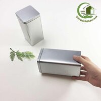 Hộp thiếc vuông có nắp đậy - lọ thiếc đựng đồ, đựng trà, đựng bánh 8 x 17cm