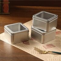 Hộp thiếc vuông đựng bánh kẹo tiramisu