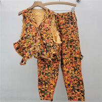 Hợp Thời Trang Độc Đáo Thoáng Mát Giảm Tuổi Không Đều In Hình Denim Vest Harem Quần Hai Mảnh Phù Hợp Với Nữ Mùa Hè Bộ Đồ Thời Trang