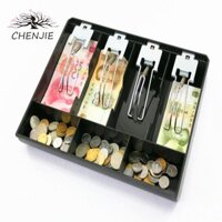 Hộp thu ngân HENJIE Chèn Hộp cứng kim loại Cửa hàng Nhựa Đen Tiền Ngăn kéo Khay