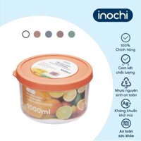Hộp thực phẩm tròn Inochi - Hokkaido 1000ml màu XanhHồngCam - Cam sữa 20032-Cái