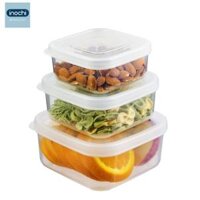 Hộp thực phẩm vuông Hokkaido - Inochi 6 kích thước - 500 ML,Trắng kem