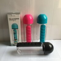 Hộp thuốc và chai nước 2 trong 1 sáng tạo, chai nước di động ngoài trời phân phối bảy ngày, cốc hộp thuốc hàng tuần bán buôn