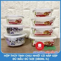 Hộp Thủy Tinh Chịu Nhiệt Có Nắp Gập Lock&Lock LLG827 LLG831 LLG861 LLG214 LLG422 LLG428 LLG429 LLG445 Size [380ML-1L]