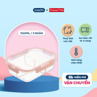 Hộp thủy tinh chữ nhật Nikko Inochi Pure 3 ngăn thực phẩm trữ đông, giữ nhiệt (giao màu ngẫu nhiên)
