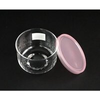 Hộp thủy tinh có nắp đậy loại màu hồng tròn 420ml