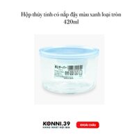 Hộp thủy tinh có nắp đậy màu xanh loại tròn 420ml