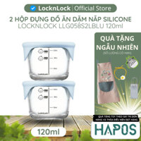 Hộp thủy tinh LocknLock có nắp đựng thức ăn dặm, cháo cho bé có chia vạch 120ml LLG058S2BLU 150ml  - HAPOS KIDS