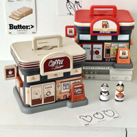 HỘP TIẾT KIỆM TIỀN, ỐNG HEO THIẾT KẾ HÌNH DÁNG CỬA HÀNG XINH XẮN ĐÁNG YÊU TỰ TRANG TRÍ STICKER SIÊU VUI NHỘN