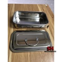 Hộp tiểu phẫu inox có nắp và quai-hộp tiểu (kích thước: 20cm x 10cm x 5cm)