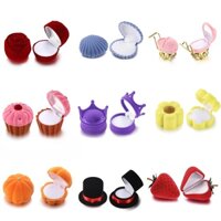 Hộp trang sức lật hoạt hình dễ thương, hộp nhung cho bông tai, hộp nhẫn, hộp quà tặng trang sức bông tai