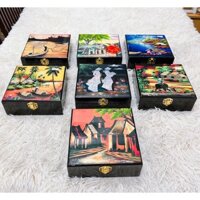 Hộp Trang Sức sơn mài vuông 16x16x6 cm đựng đồ trang sức, vật dụng nhỏ phòng ngủ, trang trí