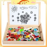 Hộp tranh ghép gỗ nam châm chủ đề động vật, bảng viết thông minh 2 mặt - Đồ chơi gỗ ghép hình sáng tạo cho bé