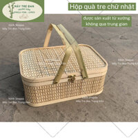 Hộp Tre Đan Chữ Nhật Có Nắp Cài – Hộp Quà Tặng Sang Trọng, Đựng Bánh, Đựng Bánh Trung Thu