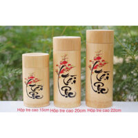 Hộp tre đựng trà ,cafe,đồ khô thư pháp chữ Tài Lộc Đỏ