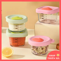 Hộp Trữ Đông, Hộp Đựng Thực Phẩm Cốc Nấu Cháo Cho Bé Bằng Thủy Tinh Nắp Dẻo - THIÊN HÀ