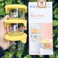 Hộp trữ đông thuỷ tinh, cốc nấu cháo Kichi có vạch chia 130ml