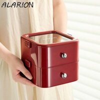 Hộp trưng bày móng tay ALARION, Hộp đựng móng tay loại ngăn kéo bằng nhựa dung tích lớn, Hộp đựng đồ để bàn chống bụi 2 lớp chống nước sáng tạo Phòng khách