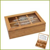 Hộp trưng bày trang sức bằng gỗ Hộp đựng đồ trang sức Khay chia Hộp đựng 6 lưới Bộ sưu tập đá Nhà tổ chức trang sức tamvn