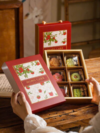 HỘP TRUNG THU 6 BÁNH MINI – HỒNG LỰU ( ĐỰNG BÁNH 50G-80G)