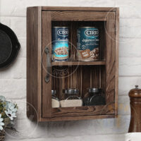 Hộp tủ để bàn, treo tường gỗ thông sơn màu nâu óc chó, hộp tủ y tế, hộp đựng phụ kiện, decor trang trí đa năng