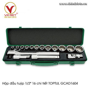 Hộp tuýp bông mờ 1/2" 16 món Toptul GCAD1604
