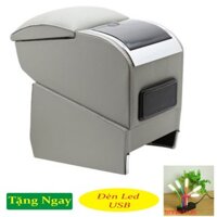 Hộp tỳ tay Kia Morning mới Đen 2012-2018 - 3 Cổng USB ( Màu ghi ) Tặng Đèn LED USB