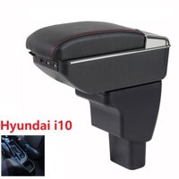 Hộp tỳ tay ôtô xe hơi Hyundai i10 tích hợp 7 cổng USB DUSB-i10D ( Màu đen chỉ đỏ)