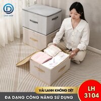 Hộp vải đựng quần áo chăn màn, hộp đựng đồ chơi sách vở cở lớn in sọc LH-3104 vải không dệt chất lượng cao