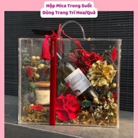 Hộp Vali Mica - Hộp Hoa - Hộp Quà Tặng - Hộp Hoa Trong Suốt Có Quai Xách Bằng Mica
