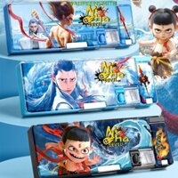 Hộp văn phòng phẩm WAUREENSMITH, Bút chì Nezha 2 dung tích lớn, Hộp bút cơ hai lớp bằng nhựa đa chức năng Văn phòng trường học