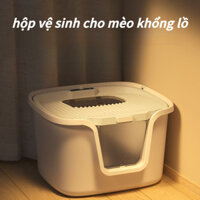 hộp vệ sinh cho mèo cực lớn Nửa kín hoàn toàn Chậu đựng phân mèo khử mùi hôi Bồn cầu mèo chống văng nước