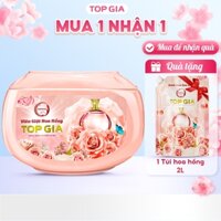 Hộp viên giặt xả TopGia hương hoa hồng tặng túi 2L nước giặt xả dưỡng vải sạch sâu lưu hương 72h