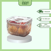 Hộp vuông đựng bảo quản đồ ăn 2 lớp, rổ đựng rau chất liệu nhựa.