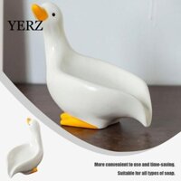 Hộp xà phòng vịt YERZ, giữ xà phòng khô chống trượt Khay xà phòng hình vịt, Ba chiều Không nước đứng Tự thoát nước Đĩa xà phòng gốm sáng tạo Đồ dùng phòng tắm