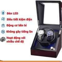 Hộp xoay đồng hồ cơ, hộp đựng 2 chiếc đồng hồ bằng gỗ sơn màuđỏ vân gỗ sang trọng