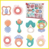 Hộp Xúc Xắc Gặm Nướu Đồ Chơi Lục Lạc Cho Bé Baby Rattle Nhựa ABS An Toàn 10 Món