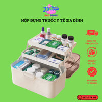 Hộp y tế mini, Hộp đựng thuốc và dụng cụ y tế 3 tầng có quai xách tiện lợi tặng kèm hộp chia thuốc di động
