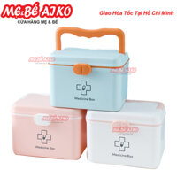 Hộp y tế mini hộp đựng thuốc và dụng cụ y tế mẫu mới 2 tầng có quai xách tiện lợi