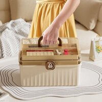 Hộp y tế mini hộp đựng thuốc và dụng cụ y tế di động có 3 tầng và quai xách tiện lợi