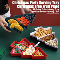 HOPEUP 4 Hộp đựng khay phục vụ cây thông Noel để trang trí nội thất Đĩa trái cây đa chức năng với 3 ngăn Trái cây Đồ ăn nhẹ Kẹo Đĩa dự tiệc Quà tặng Giáng sinh