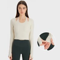 Hoppe FUMENG Áo tập yoga có đệm dài tay thời trang mới dành cho nữ