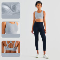 Hoppe Fumeng Cốc cố định Mặt sau chéo Hỗ trợ tốt Áo ngực thể thao Bột tôm Cacao đen